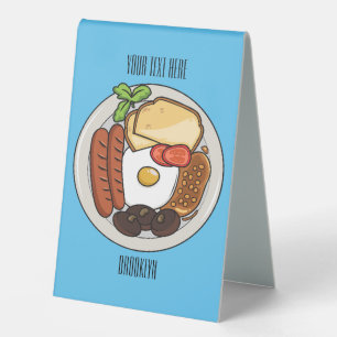 Plaque De Table dessin animé du petit-déjeuner anglais