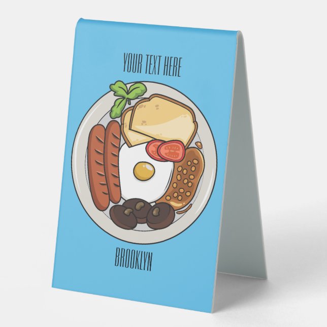 Plaque De Table dessin animé du petit-déjeuner anglais (Recto)