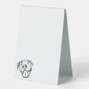 Plaque De Table dessin pitbull simple amoureux des chiens noir bla