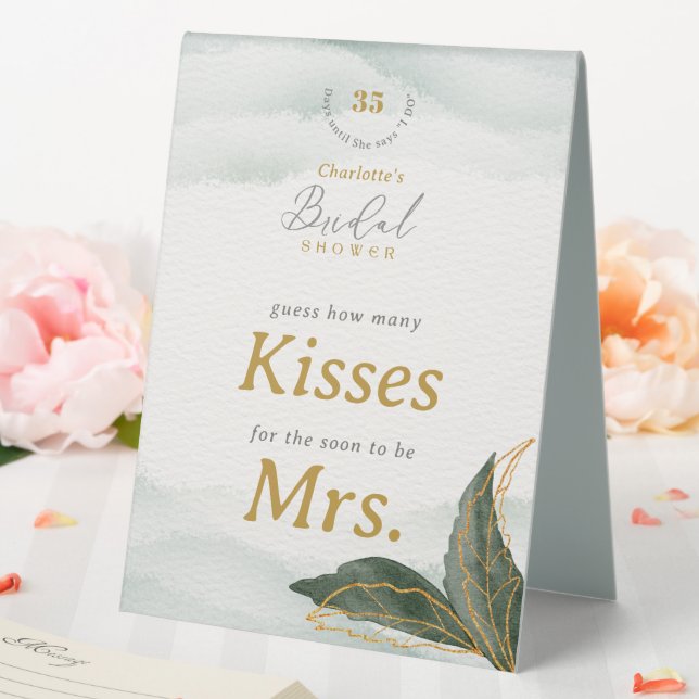 Plaque De Table Devinez Élégant Combien De Baisers Fête des mariée (In SItu (Mariage))