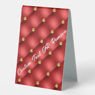 Plaque De Table Diamant doré Cuir Tufé Nom du texte personnalisé R
