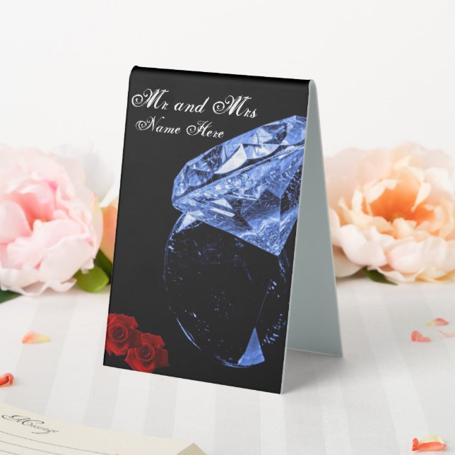 Plaque De Table Diamant et Rose (In SItu (Mariage))