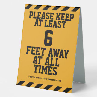 Plaque De Table Distances sociales de six pieds