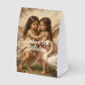 Plaque De Table doux ange chérubin anniversaire des filles ||