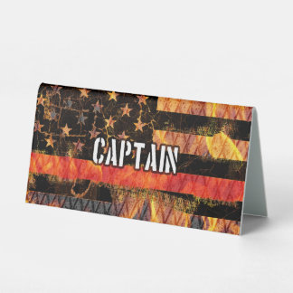 Plaque De Table Drapeau du Capitaine Pompier