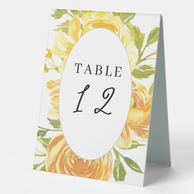 Plaque De Table Dreamy Yellow Rose Mariage (Recto)