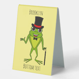 Plaque De Table Drôle grenouille avec chapeau dessus dessin animé