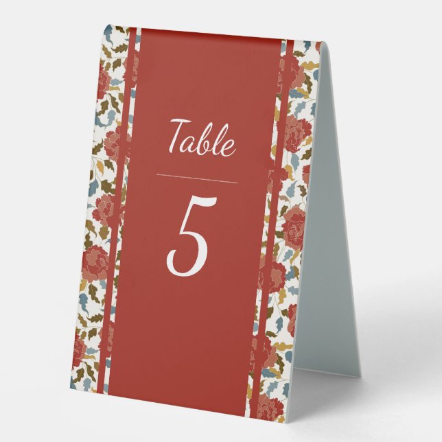 Plaque De Table Dusty Elegant Golden Red Rose Mariage (Recto)