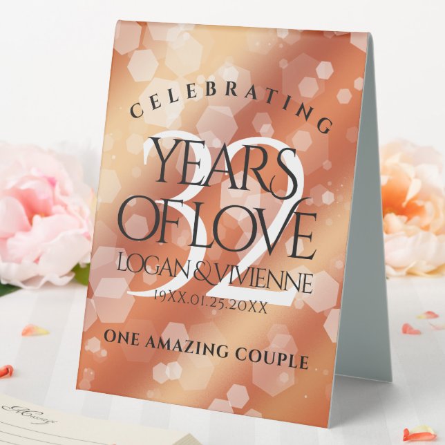 Plaque De Table Élégant 32ème anniversaire de Mariage de bronze (In SItu (Mariage))