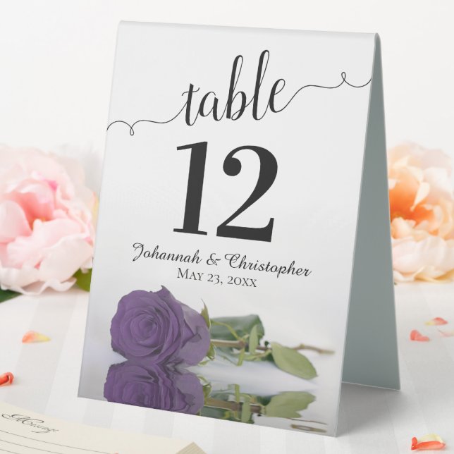 Plaque De Table Élégant Améthyste Rose pourpre Mariage Numéro de t (In SItu (Mariage))