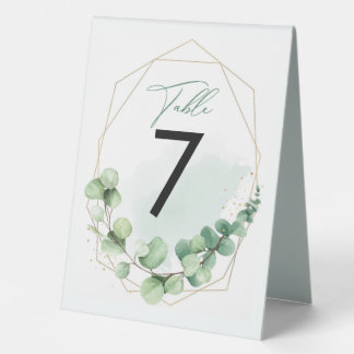 Plaque De Table Elégant Aquarelle Vert Eucalyptus Mariage