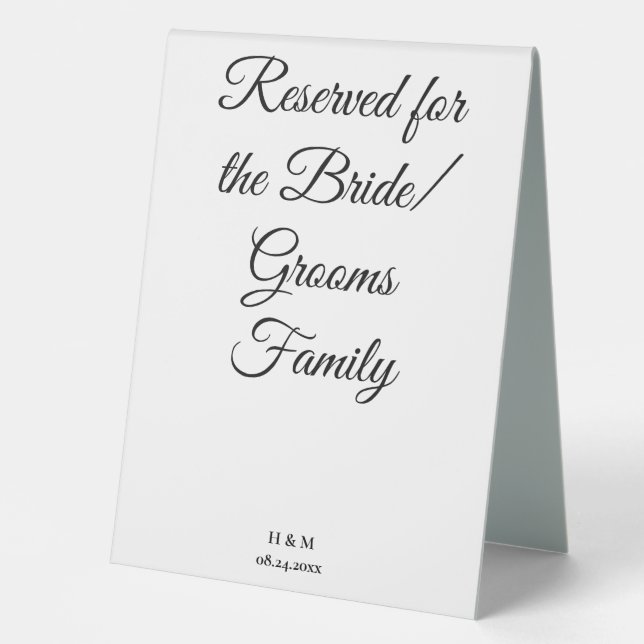 Plaque De Table Elegant Black & White Bride/Groom table Card (Recto)