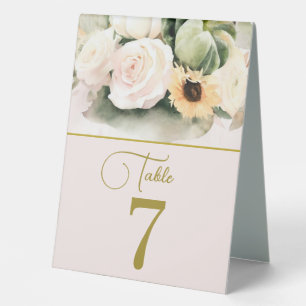 Plaque De Table Élégant Bouque Rose et tournesol