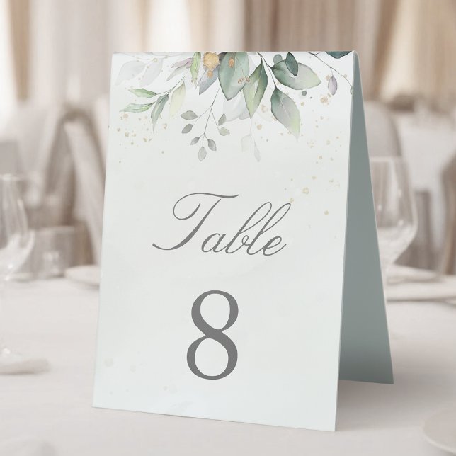 Plaque De Table Elégant Eucalyptus Feuille Mariage or vert (Créateur téléchargé)