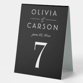 Plaque De Table Élégant Mariage noir Numéro de tableau