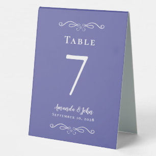 Plaque De Table Élégant nombre Mariage calligraphie Périwinkle ble