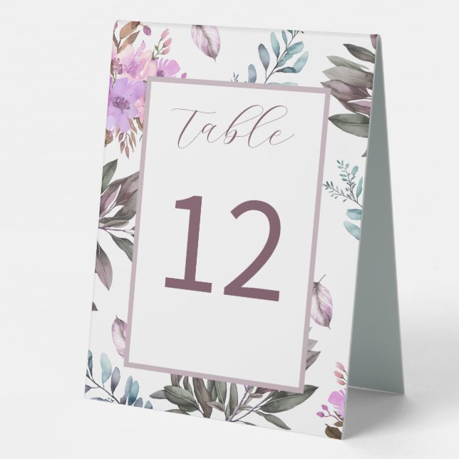 Plaque De Table Élégant numéro de table florale (Verso)