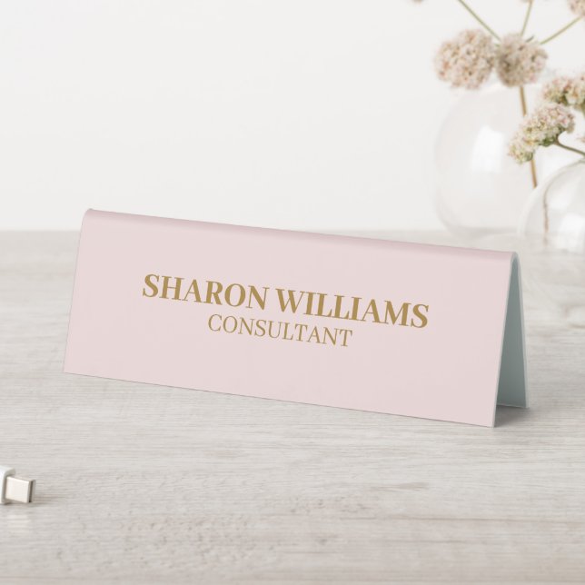 Plaque De Table Élégant Professionnel Rose Clair Simple Minimal (En SItu (Tableau))