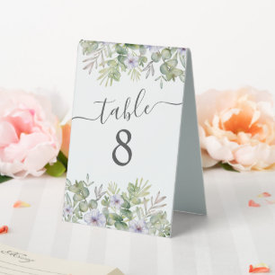 Plaque De Table Élégant Script & Foliage Calligraphie Numéro de ta