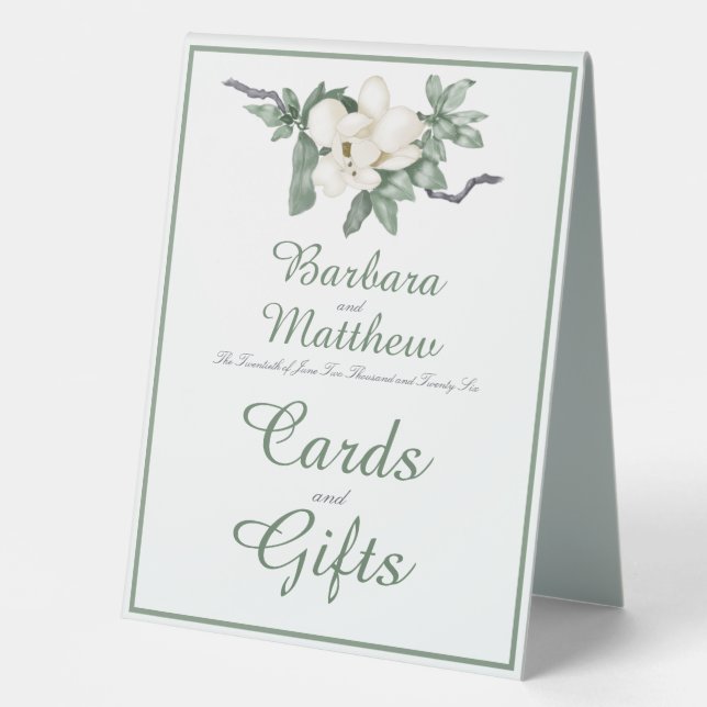 Plaque De Table Elégante Réception En Fleur De Magnolia Blanche (Recto)