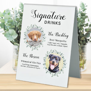 Plaque De Table Élégante signature Boissons Animaux Mariages Chien