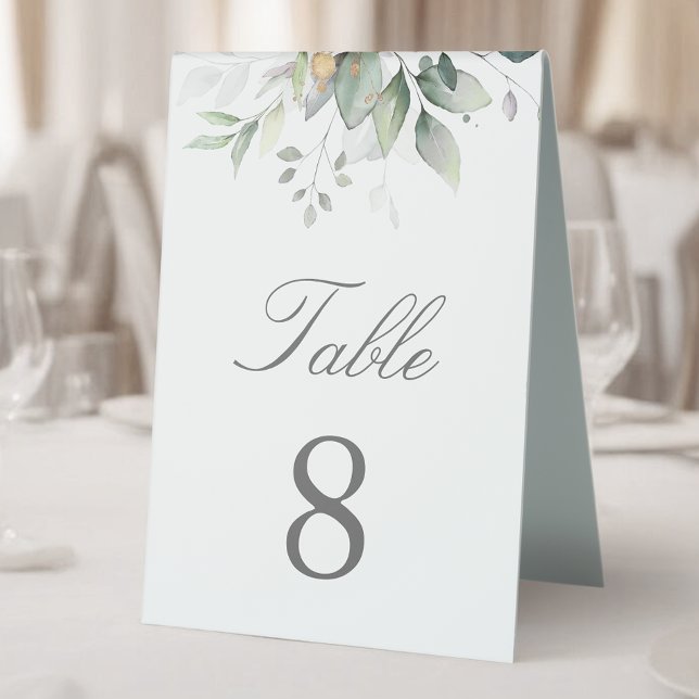 Plaque De Table Élégantes feuilles de eucalyptus verdure or mariag (Créateur téléchargé)