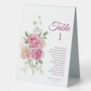 Plaque De Table Élégantes fleurs Mariage personnalisé Numéro de ta