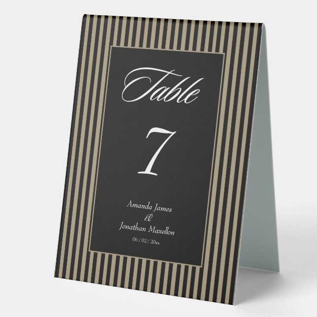 Plaque De Table Élégantes rayures noires et vertes (Recto)