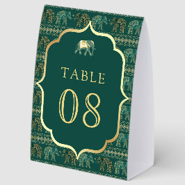 Plaque De Table Emerald Elephant Indian Wedding Table Number