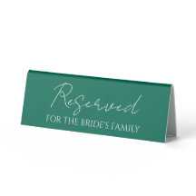 Emerald Green Réservé au Mariage de famille de la 