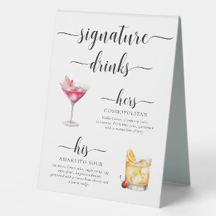 Plaque De Table Enseigne de boissons signature modernes minimales 