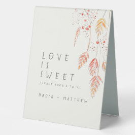 Plaque De Table Esquisse d'aquarelle de baies d'herbe mariage de a