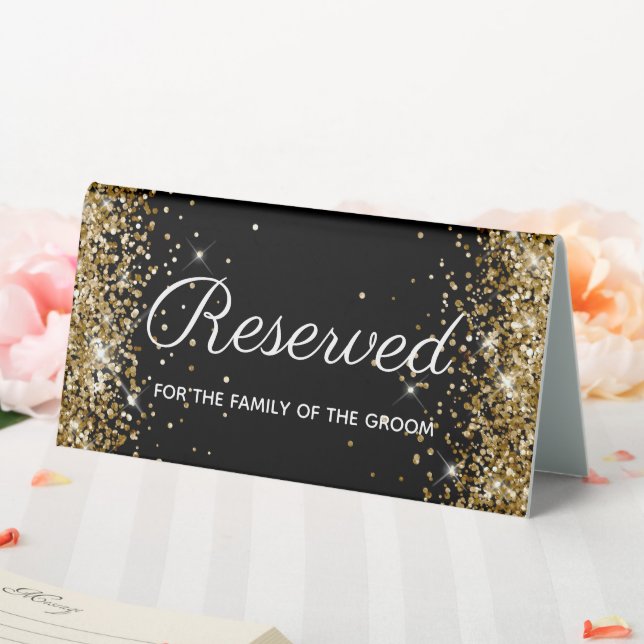 Plaque De Table Faux Gold Parties scintillant Noir Réservé (In SItu (Mariage))