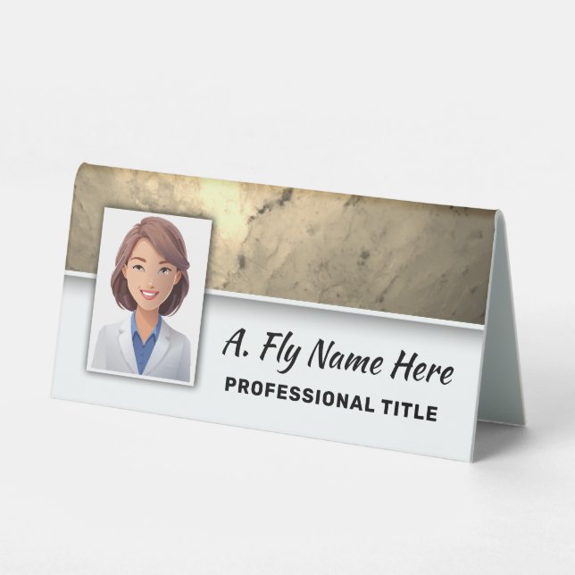 Plaque De Table Faux Gold Stone Professional Nom photo Logo (Recto)