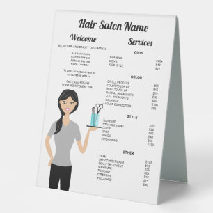 Plaque De Table Femme Coiffeuse Mignonne Dessin Menu Salon De Coif