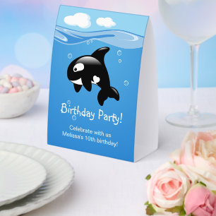 Plaque De Table Fête d'anniversaire de baleine orque mignonne