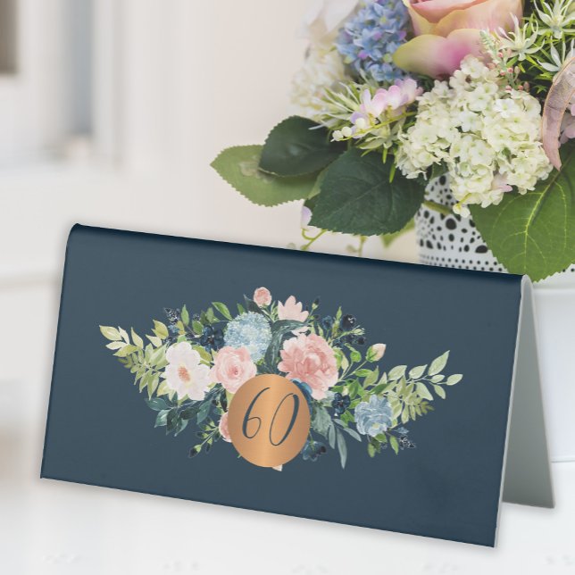 Plaque De Table Fête d'anniversaire de l'âge du jalon floral (Créateur téléchargé)