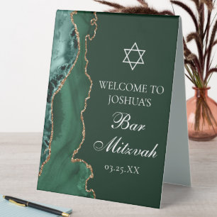 Plaque De Table Fête de Bar Mitzvah sur mesure avec barre dorée ve