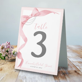 Plaque De Table Fête des mariées Coquette Pink Bow & Pearl Bienven