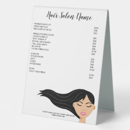 Plaque De Table Fille Avec Long Black Flower Coiffeur Menu