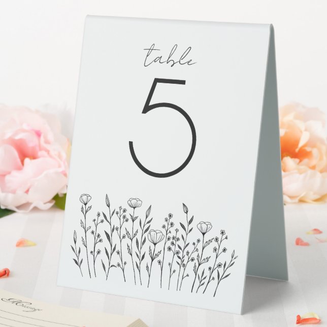 Plaque De Table Fleur sauvage élégant simple Rustique personnalisé (In SItu (Mariage))