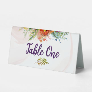 Plaque De Table Fleur sauvage romantique rustique numéros de table