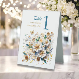 Plaque De Table Fleurs en Quilling de Papier Réception de Mariage