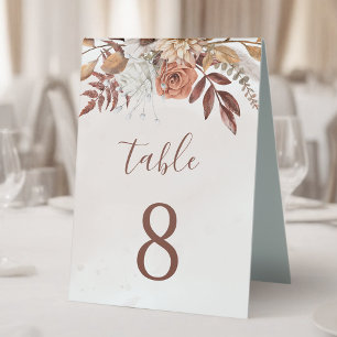 Plaque De Table Fleurs en terre cuite numéro de table de mariage b