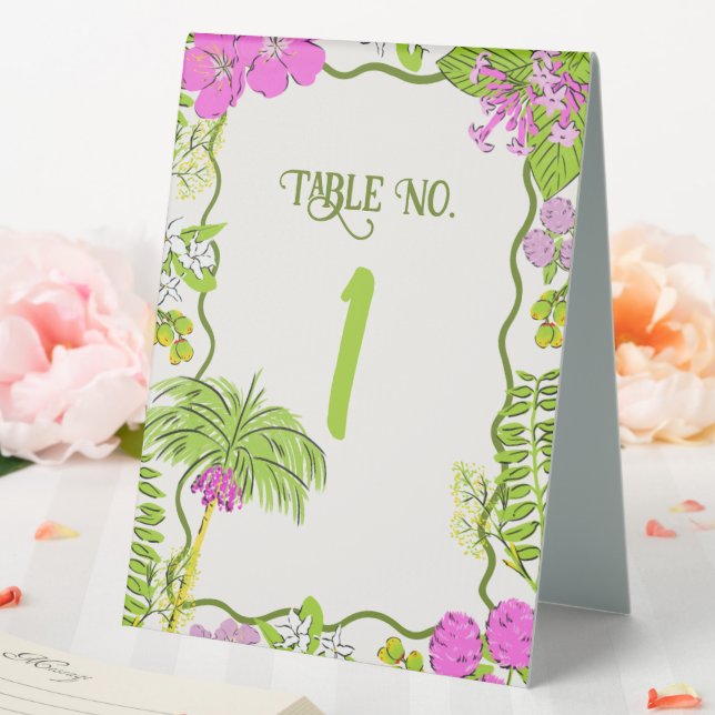 Plaque De Table Funky Drawn Tropical Destination Wedding (In SItu (Mariage))