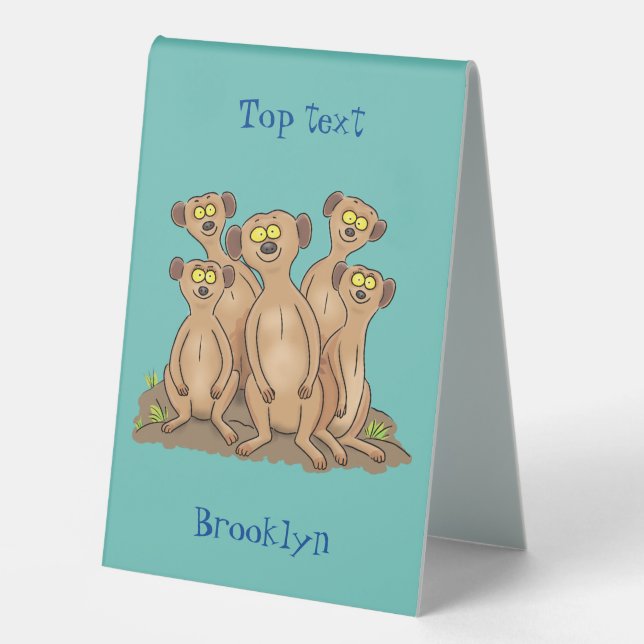 Plaque De Table Funny meerkat family cartoon illustration (Recto)