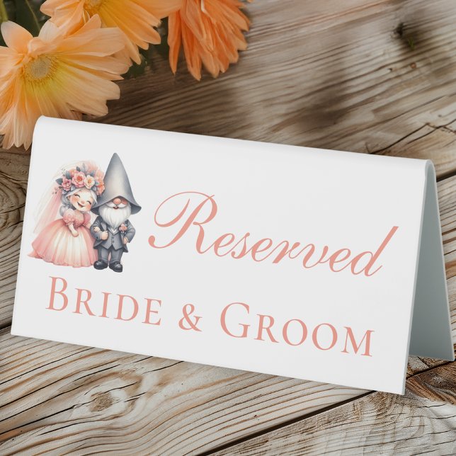 Plaque De Table Garden Gnome Mariée Groom Rustique Mariage Réservé (Créateur téléchargé)