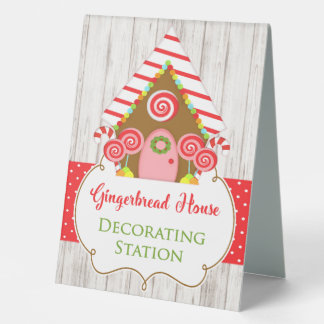 Plaque De Table Gingerbread House Decorating Party Table Sign