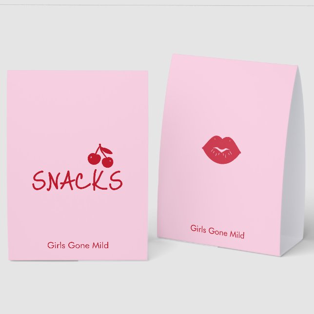 Plaque De Table Girls Gone Mild Pink and Cherry Red Bachelorette   (Recto/Verso)