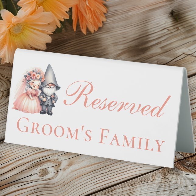 Plaque De Table Gnome Rustic Woodland Orange Mariage Réservé (Créateur téléchargé)